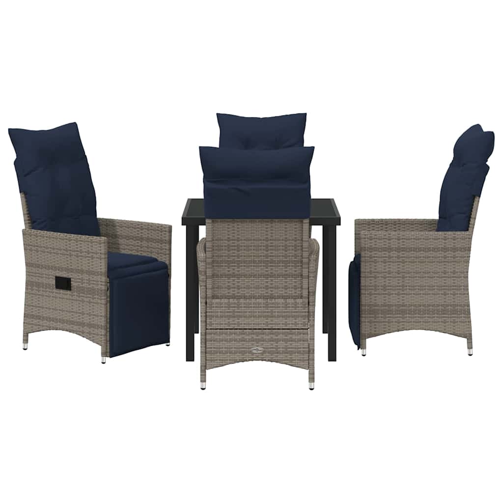 Set da Pranzo per Giardino 5 pcs Grigio polyrattan - homemem39