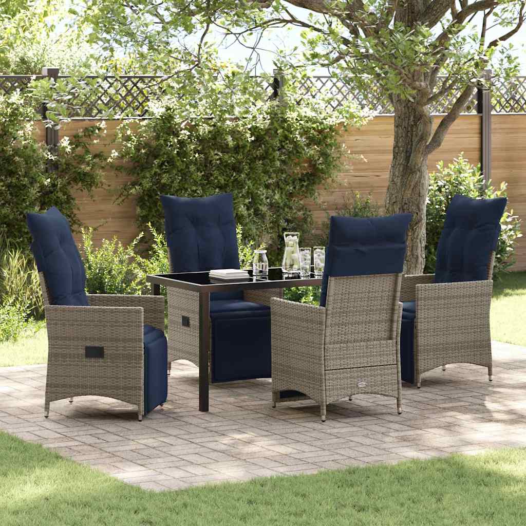 Set da Pranzo per Giardino 5 pcs Grigio polyrattan - homemem39