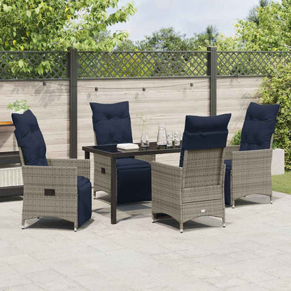 Set da Pranzo per Giardino 5 pcs Grigio polyrattan - homemem39