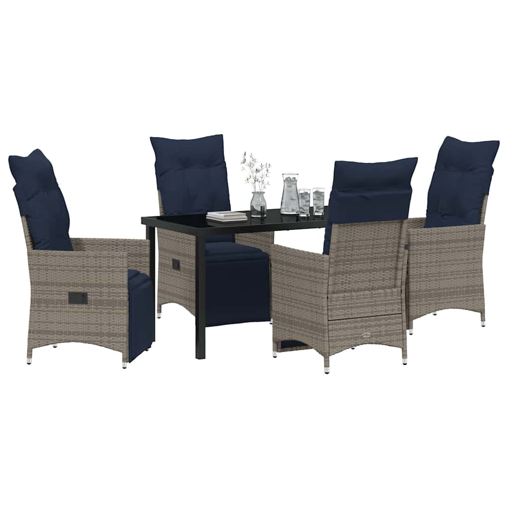 Set da Pranzo per Giardino 5 pcs Grigio polyrattan - homemem39