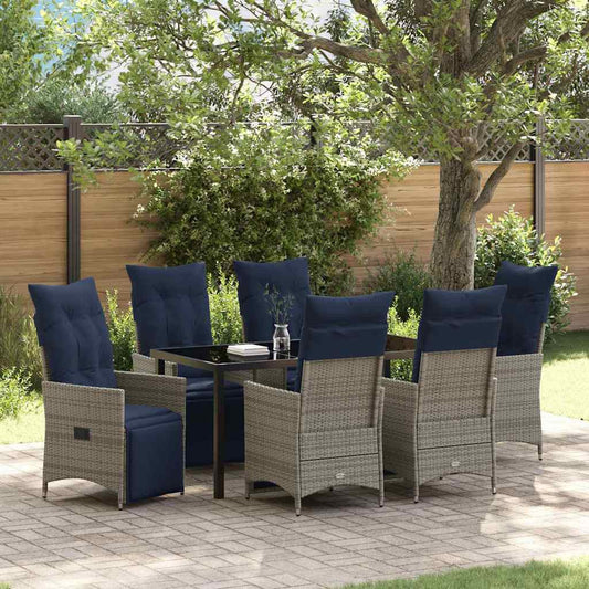 Set da Pranzo per Giardino 7 pcs Grigio polyrattan - homemem39