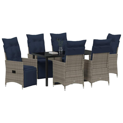 Set da Pranzo per Giardino 7 pcs Grigio polyrattan - homemem39