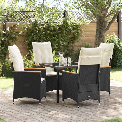 Set da Pranzo per Giardino con cuscino 5 pcs Nero Poly Rattan - homemem39