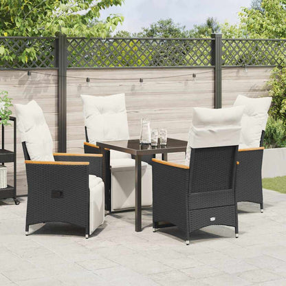Set da Pranzo per Giardino con cuscino 5 pcs Nero Poly Rattan - homemem39