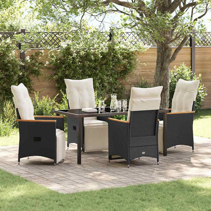 Set da Pranzo per Giardino con cuscino 5 pcs Nero Poly Rattan - homemem39