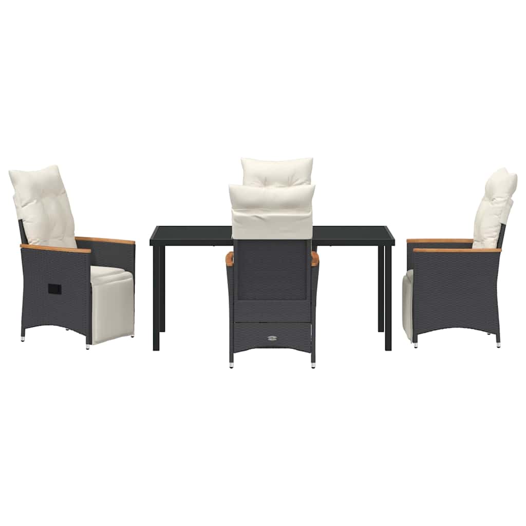 Set da Pranzo per Giardino con cuscino 5 pcs Nero Poly Rattan - homemem39