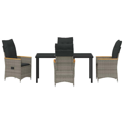 Set da Pranzo per Giardino con cuscino 5 pcs Grigio Poly Rattan - homemem39