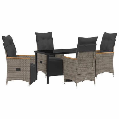Set da Pranzo per Giardino con cuscino 5 pcs Grigio Poly Rattan - homemem39