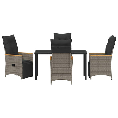 Set da Pranzo per Giardino con cuscino 5 pcs Grigio Poly Rattan - homemem39