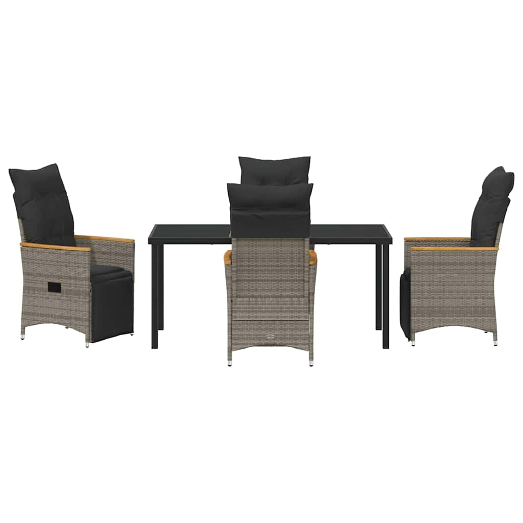Set da Pranzo per Giardino con cuscino 5 pcs Grigio Poly Rattan - homemem39