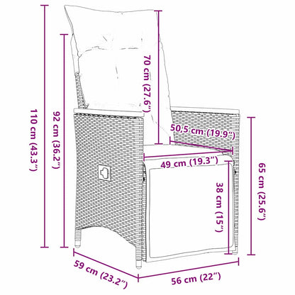 Set da Pranzo per Giardino con cuscino 5 pcs Grigio Poly Rattan - homemem39