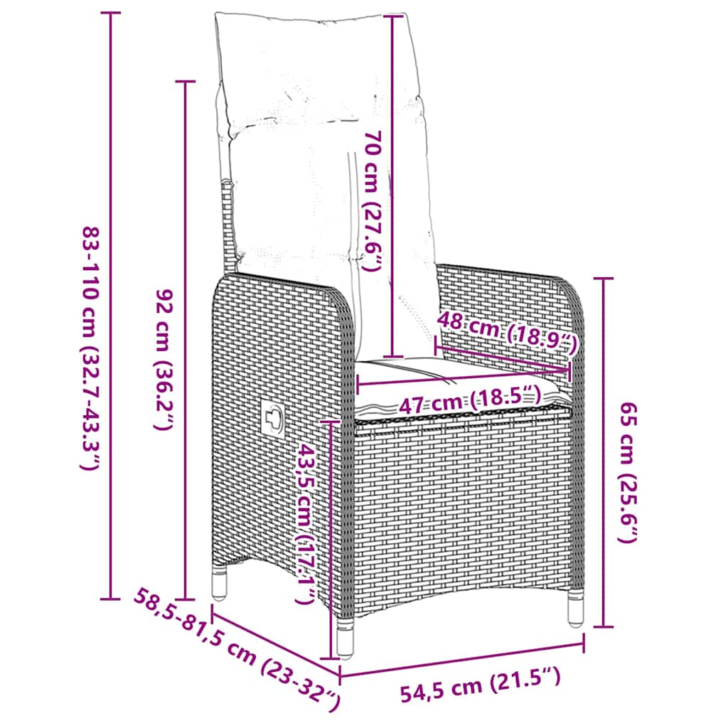 Set da Pranzo per Giardino con cuscino 5 pcs Nero Poly Rattan - homemem39