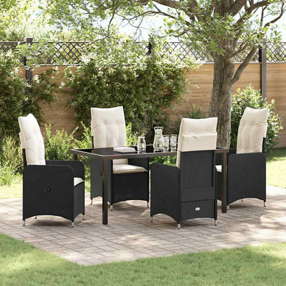 Set da Pranzo per Giardino con cuscino 5 pcs Nero Poly Rattan - homemem39