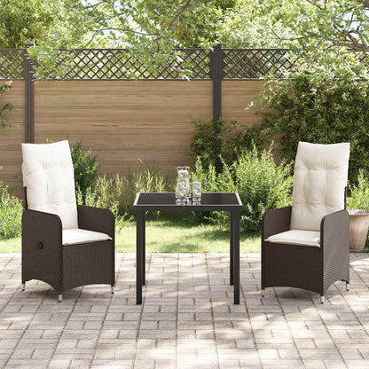 Set da Pranzo per Giardino 3 pcs Marrone Poly Rattan - homemem39