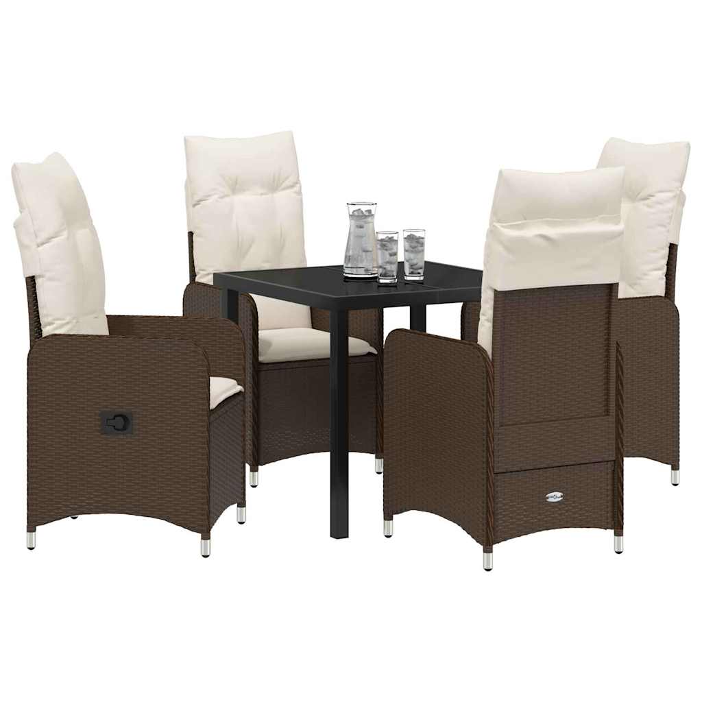 Set da Pranzo per Giardino 5 pcs Marrone Poly Rattan - homemem39