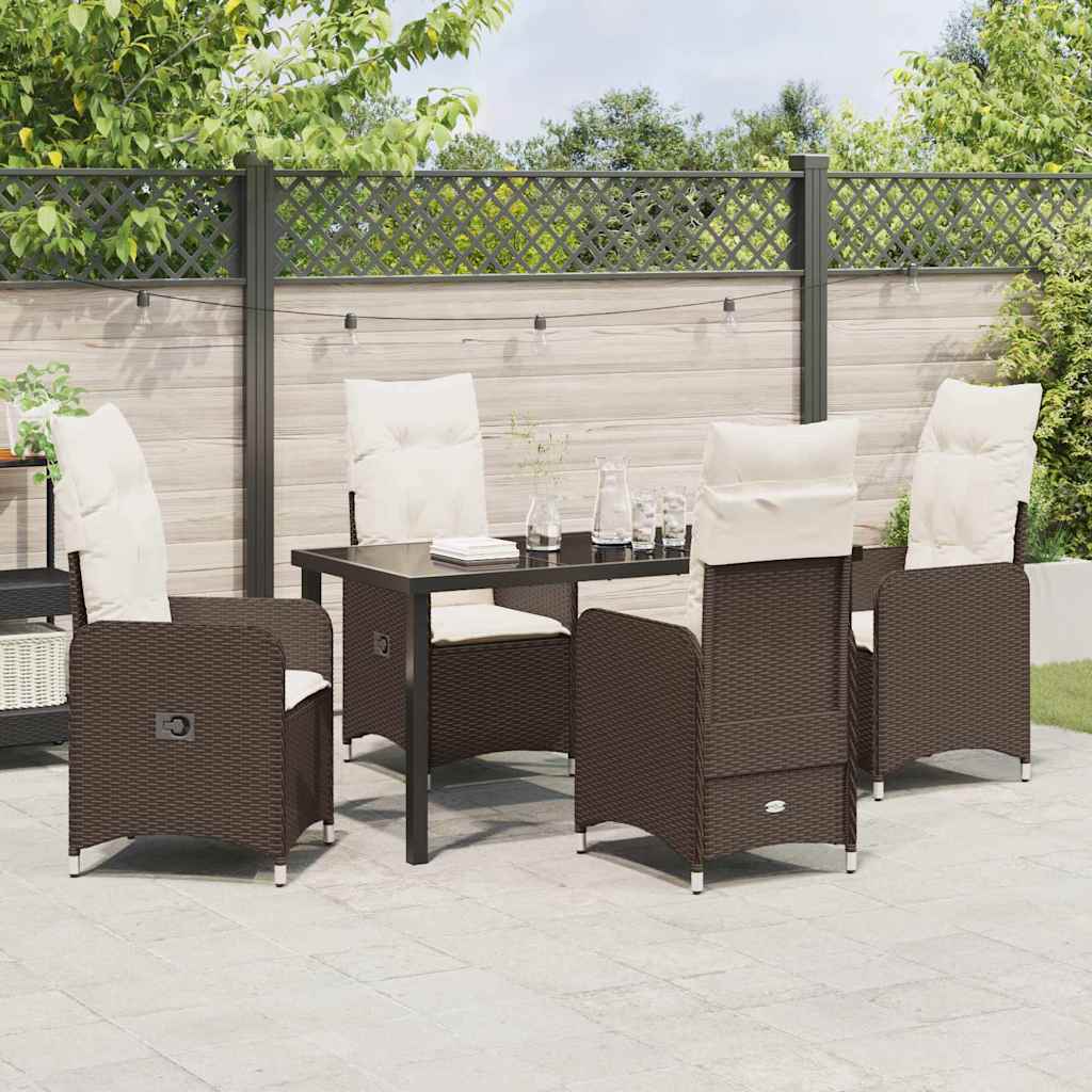 Set da Pranzo per Giardino 5 pcs Marrone Poly Rattan - homemem39