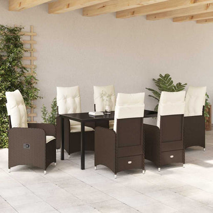 Set da Pranzo per Giardino 7 pcs Marrone Poly Rattan - homemem39
