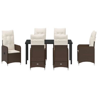 Set da Pranzo per Giardino 7 pcs Marrone Poly Rattan - homemem39