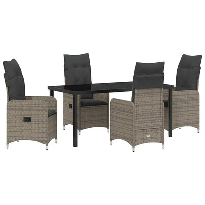Set da Pranzo per Giardino con cuscino 5 pcs Grigio Poly Rattan - homemem39