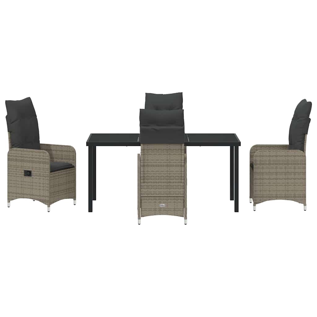 Set da Pranzo per Giardino con cuscino 5 pcs Grigio Poly Rattan - homemem39