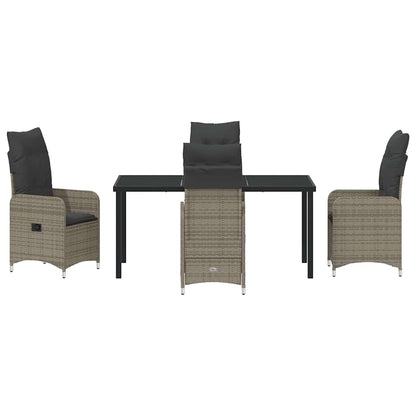 Set da Pranzo per Giardino con cuscino 5 pcs Grigio Poly Rattan - homemem39