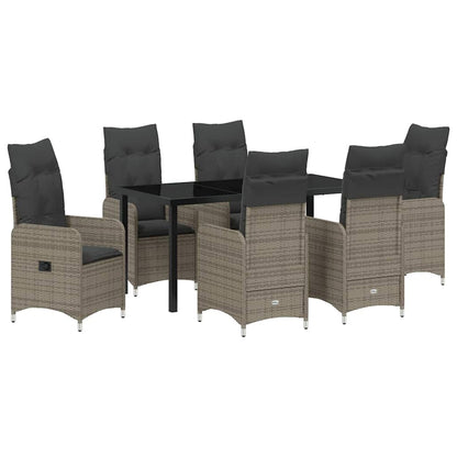 Set da Pranzo per Giardino con cuscino 7 pcs Grigio Poly Rattan - homemem39