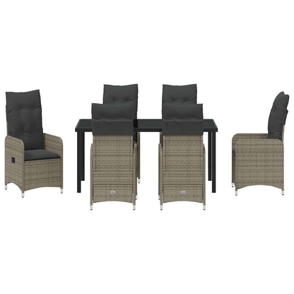 Set da Pranzo per Giardino con cuscino 7 pcs Grigio Poly Rattan - homemem39