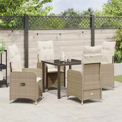 Set da Pranzo per Giardino con cuscino 5 pcs Beige Poly Rattan - homemem39