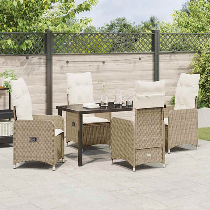 Set da Pranzo per Giardino con cuscino 5 pcs Beige Poly Rattan - homemem39