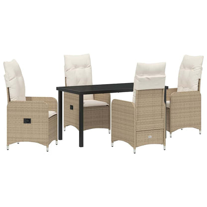 Set da Pranzo per Giardino con cuscino 5 pcs Beige Poly Rattan - homemem39