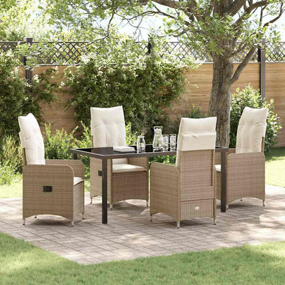 Set da Pranzo per Giardino con cuscino 5 pcs Beige Poly Rattan - homemem39