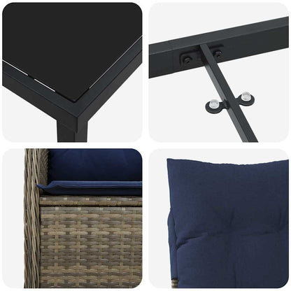 Set da Pranzo per Giardino con cuscino 5 pcs Nero Poly Rattan - homemem39