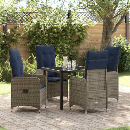 Set da Pranzo per Giardino con cuscino 5 pcs Nero Poly Rattan - homemem39