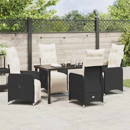 Set da Pranzo per Giardino con cuscino 5 pcs Nero Poly Rattan - homemem39