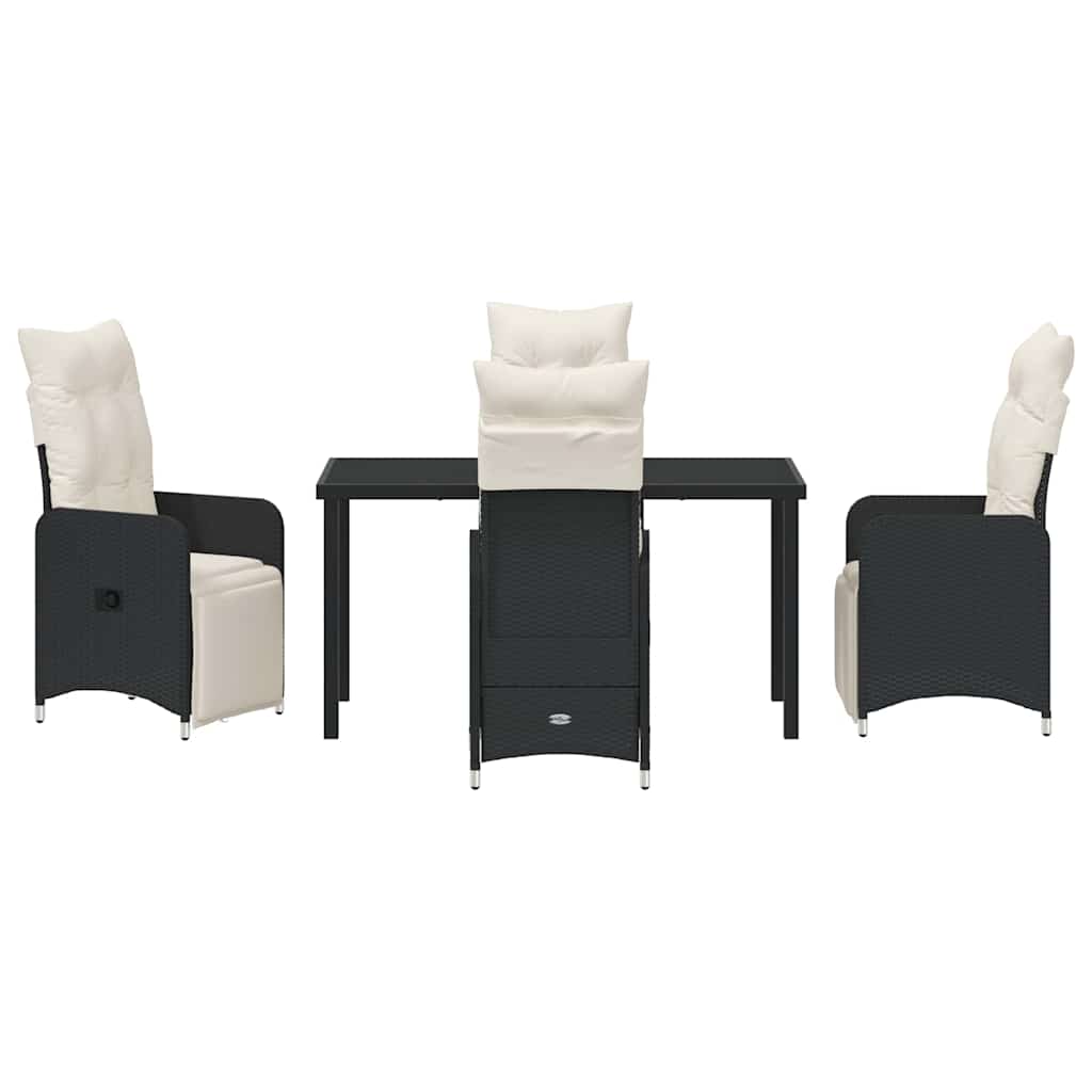Set da Pranzo per Giardino con cuscino 5 pcs Nero Poly Rattan - homemem39