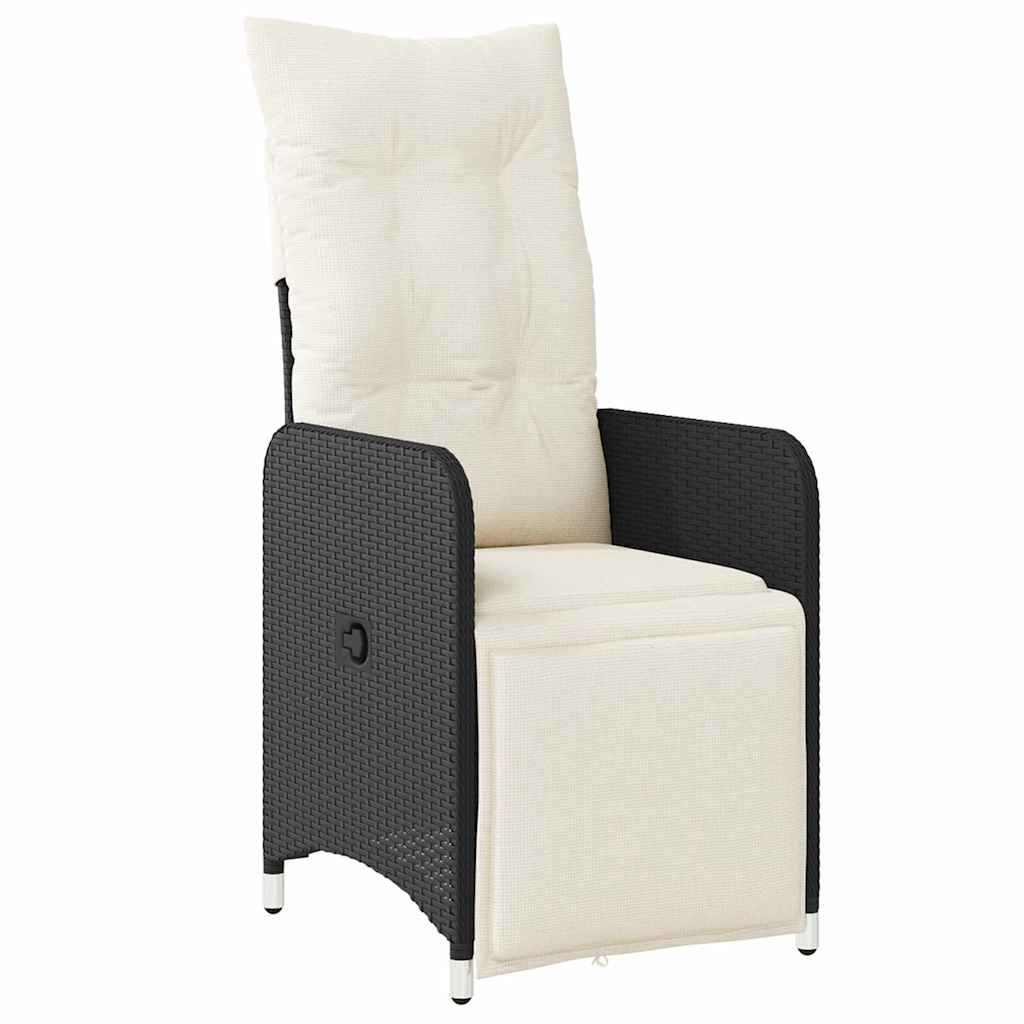 Set da Pranzo per Giardino con cuscino 5 pcs Nero Poly Rattan - homemem39