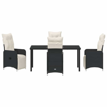 Set da Pranzo per Giardino con cuscino 5 pcs Nero Poly Rattan - homemem39