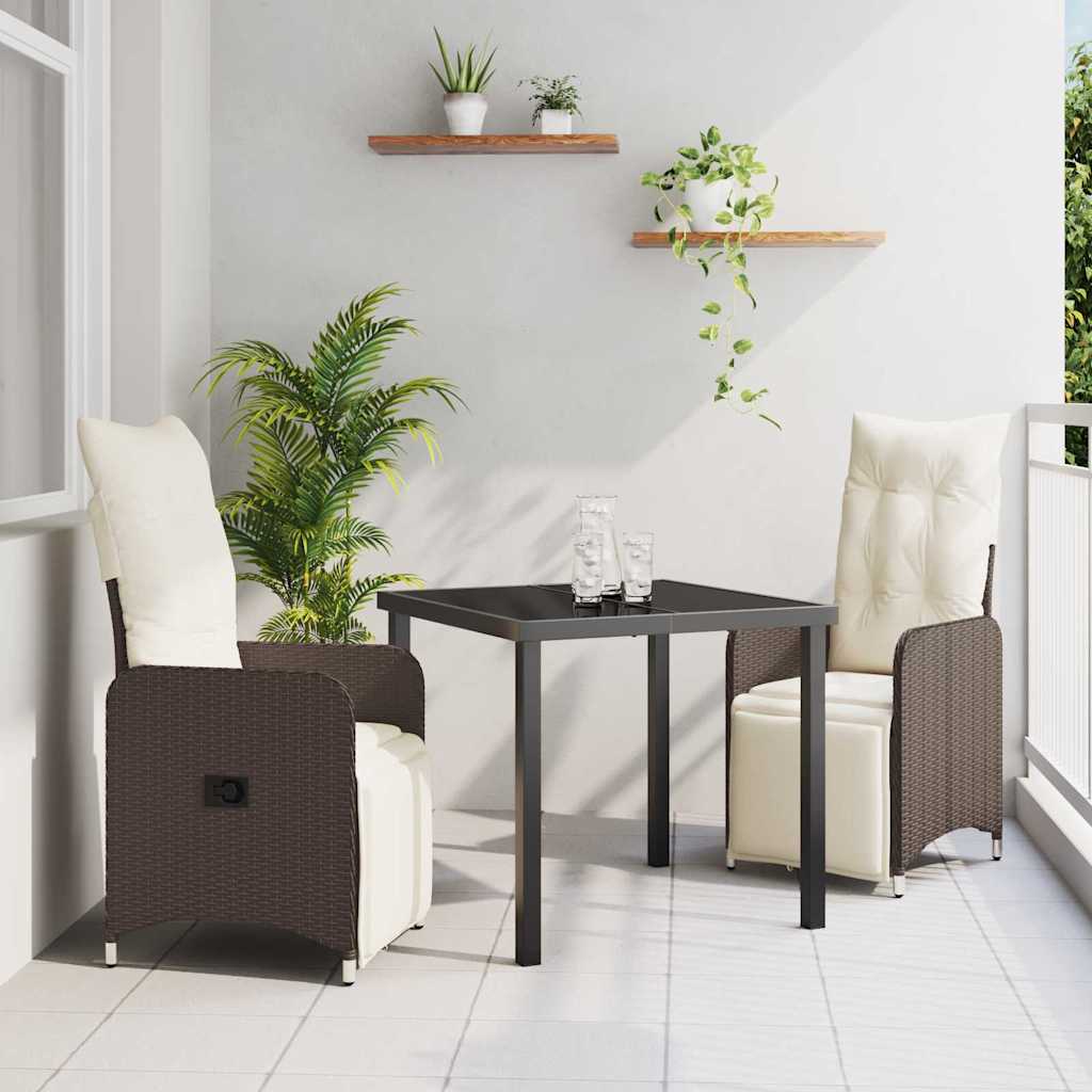 Set da Pranzo per Giardino 3 pcs Marrone Poly Rattan - homemem39