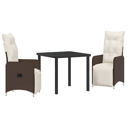 Set da Pranzo per Giardino 3 pcs Marrone Poly Rattan - homemem39