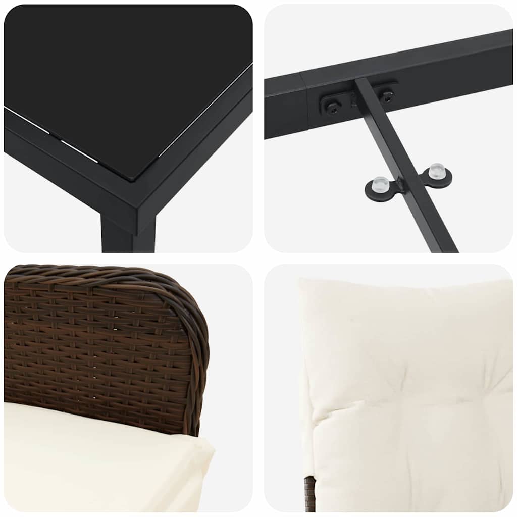 Set da Pranzo per Giardino 5 pcs Marrone Poly Rattan - homemem39