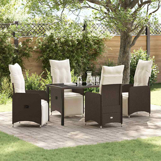 Set da Pranzo per Giardino 5 pcs Marrone Poly Rattan - homemem39