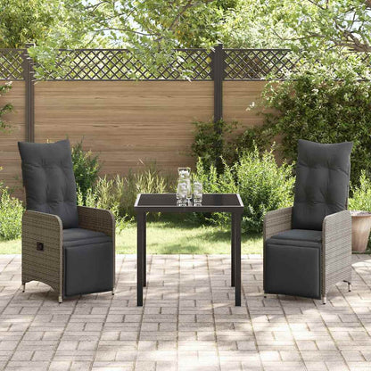 Set da Pranzo per Giardino con cuscino 3 pcs Grigio Poly Rattan - homemem39