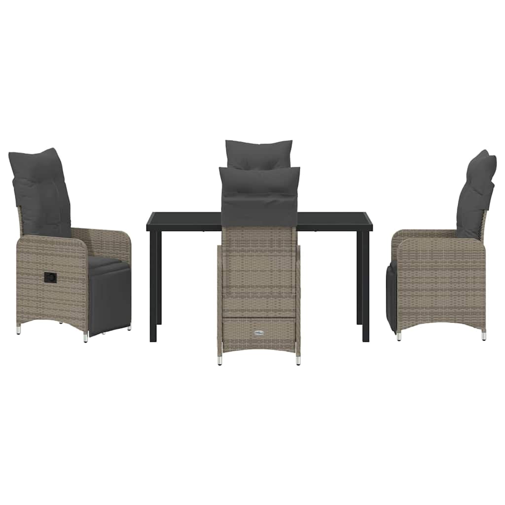 Set da Pranzo per Giardino con cuscino 5 pcs Grigio Poly Rattan - homemem39