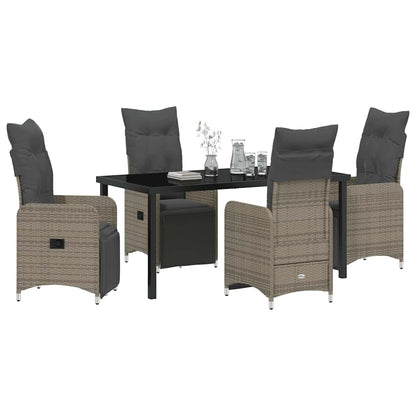 Set da Pranzo per Giardino con cuscino 5 pcs Grigio Poly Rattan - homemem39