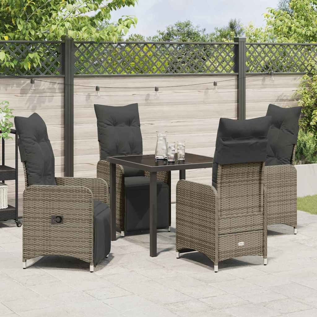 Set da Pranzo per Giardino con cuscino 5 pcs Beige Poly Rattan - homemem39