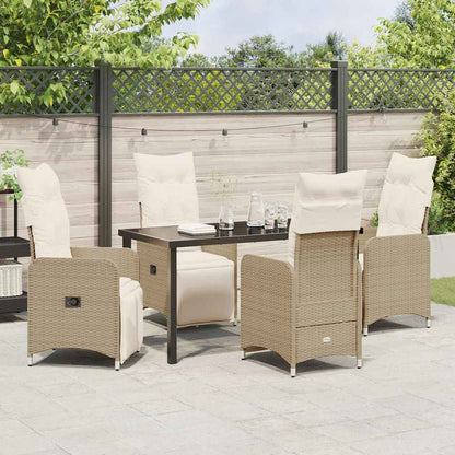 Set da Pranzo per Giardino con cuscino 5 pcs Beige Poly Rattan - homemem39