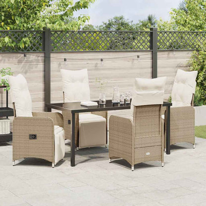 Set da Pranzo per Giardino con cuscino 5 pcs Beige Poly Rattan - homemem39