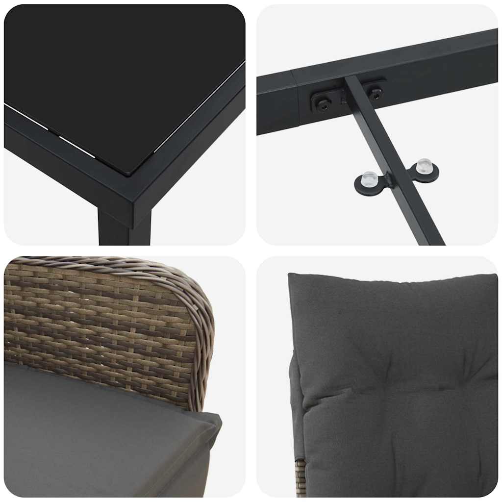 Set da Pranzo per Giardino con cuscino 7 pcs Beige Poly Rattan - homemem39