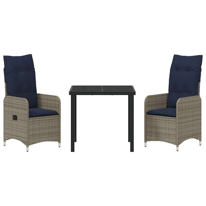 Set da Pranzo per Giardino 3 pcs Grigio polyrattan - homemem39