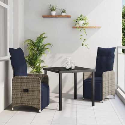Set da Pranzo per Giardino 3 pcs Grigio polyrattan - homemem39